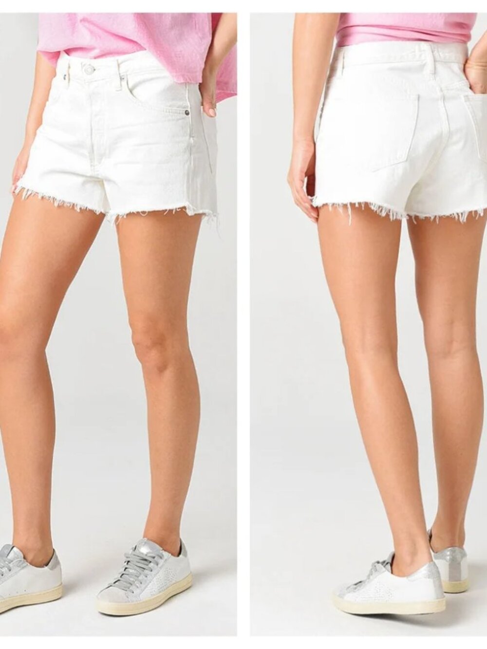 AGOLDE Parker Short Shorts Womens 31 White Denim Vintage Cut Off Raw Hem